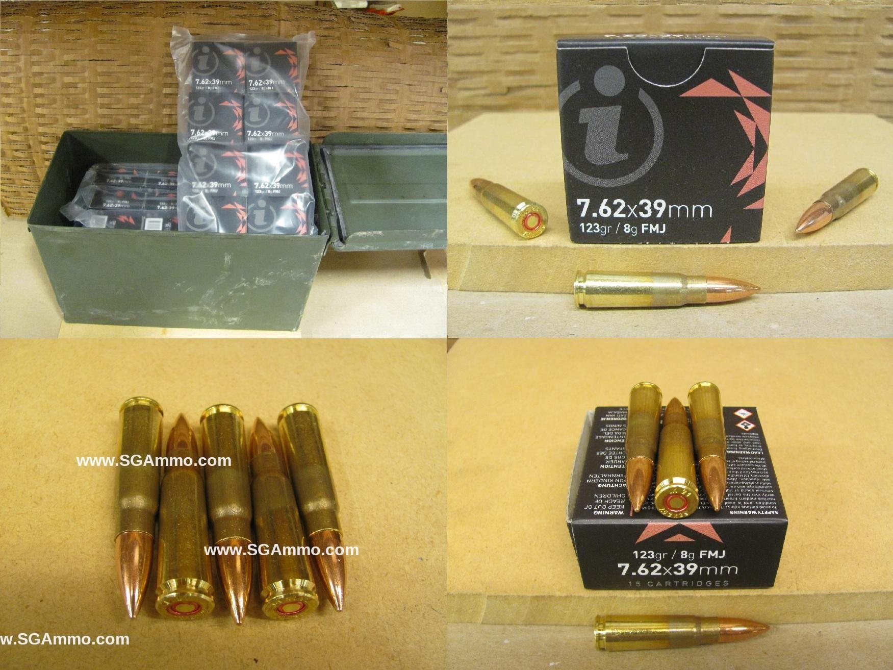 600 Rounds in Ammo Can - 7.62x39 123 Grain FMJ Brass Case Boxer Primed Non-Magnetic Ammunition Made by Igman Packed in Used Ammo Canister